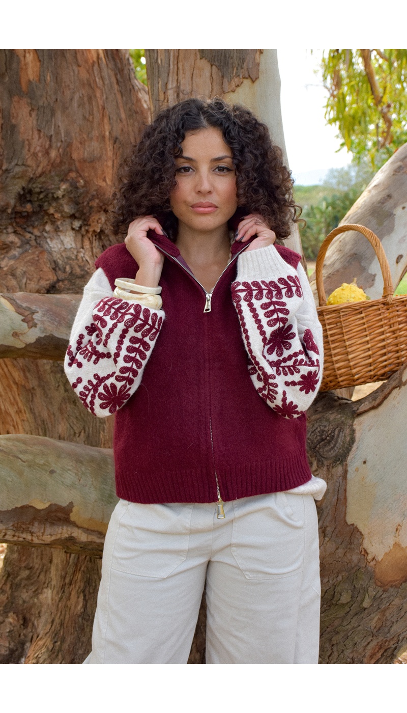 Gilet Maille Bordeaux EMELINE