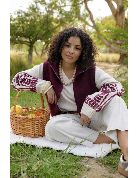 Gilet Maille Bordeaux EMELINE