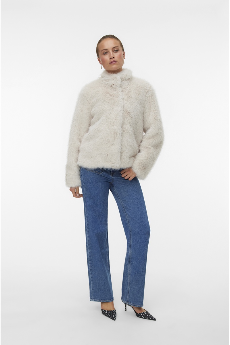 Veste Fausse Fourrure Ecru VMMONROE