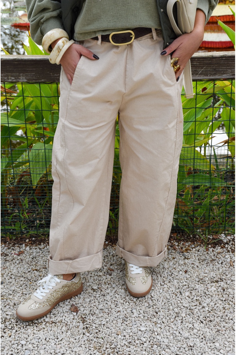 Pantalon Carotte Ecru BARBARA