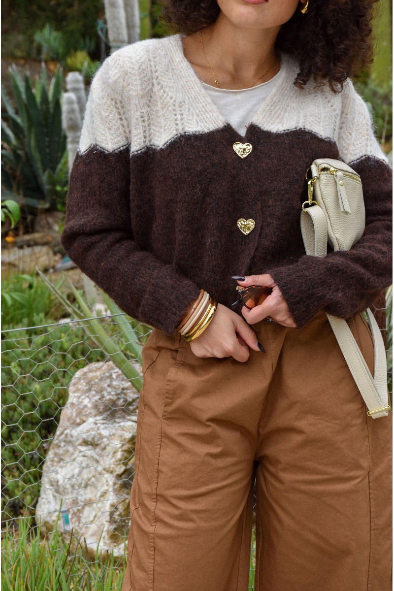 ikoone and blanka ECRU CHOCO GILET FEMME