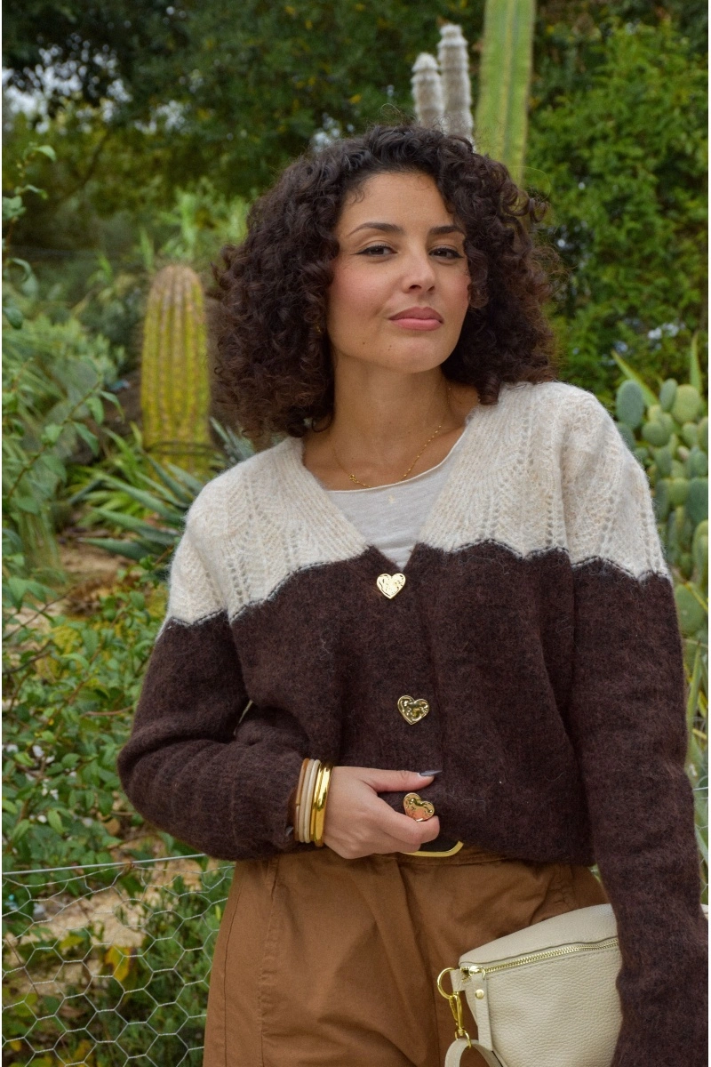 ikoone and blanka ECRU CHOCO GILET FEMME 2