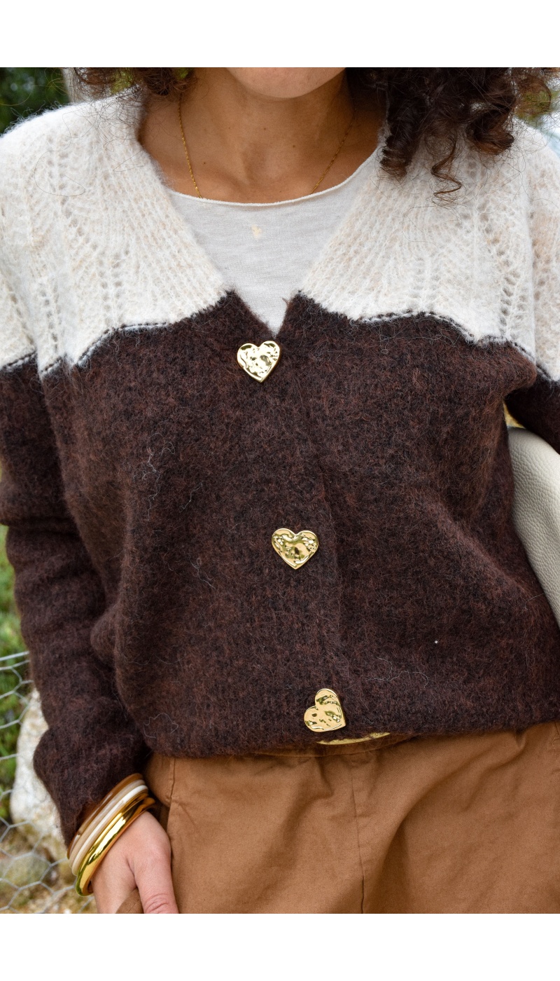 Gilet Cœur Chocolat ADALISA