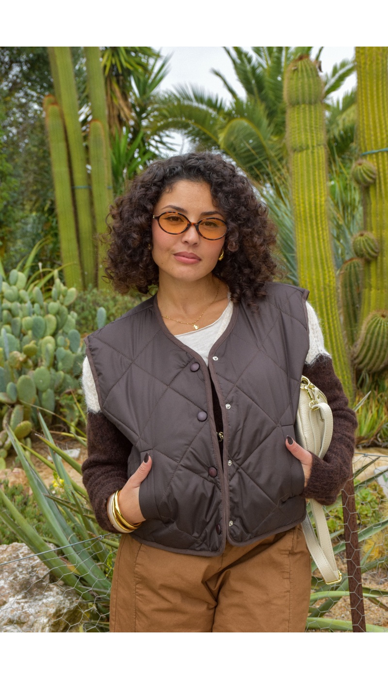 Veste Matelassée Chocolat ADRIANA Veste Matelassée Chocolat ADRIANA
