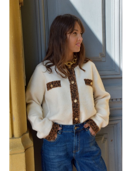 ikoone and blanka LEOPAR ECRU PULL FEMME