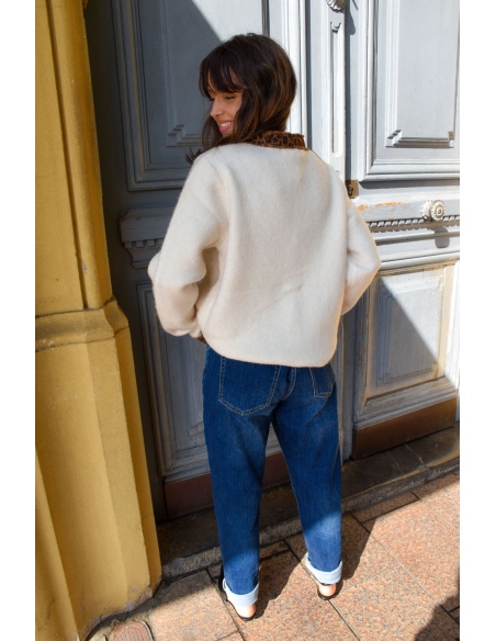 ikoone and blanka LEOPAR ECRU PULL FEMME