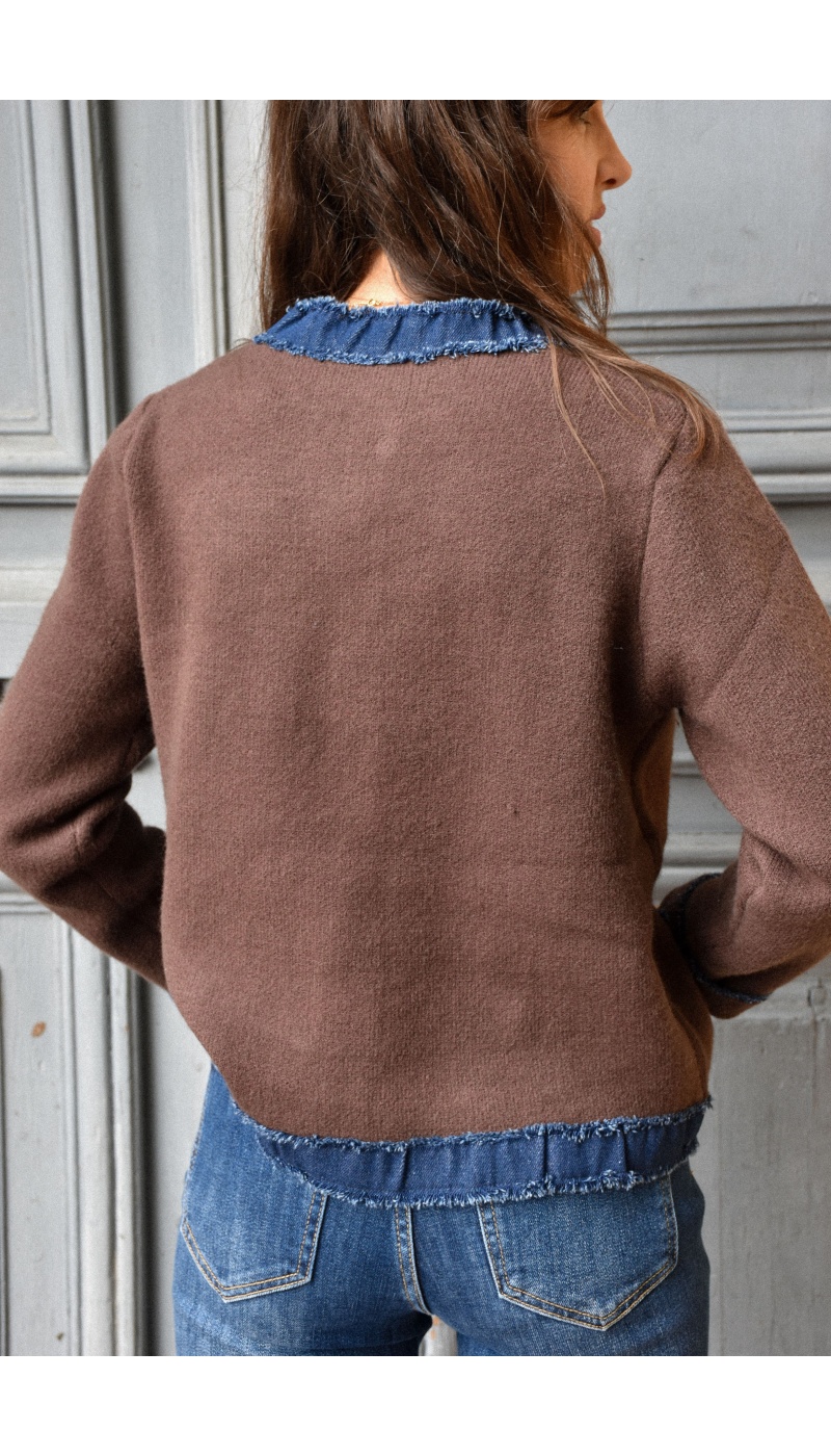 FARFALA MISSTA JEANS MARRON GILET FEMME