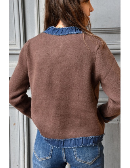 FARFALA MISSTA JEANS MARRON GILET FEMME