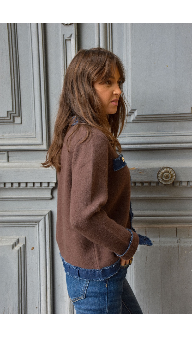 FARFALA MISSTA JEANS MARRON GILET FEMME