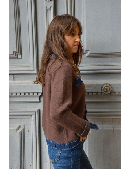 FARFALA MISSTA JEANS MARRON GILET FEMME