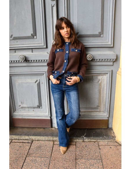FARFALA MISSTA JEANS MARRON GILET FEMME