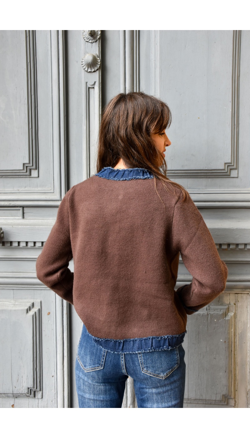 FARFALA MISSTA JEANS MARRON GILET FEMME