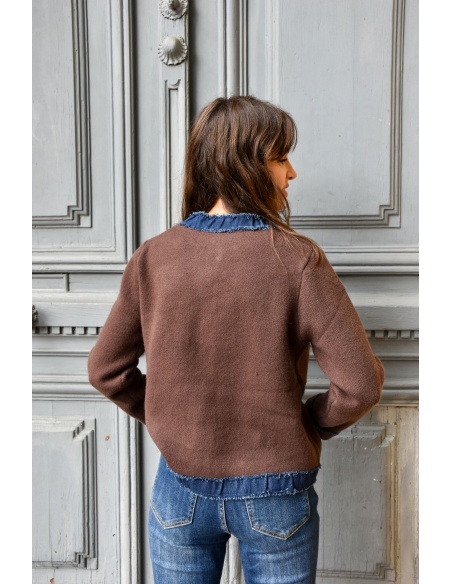 FARFALA MISSTA JEANS MARRON GILET FEMME