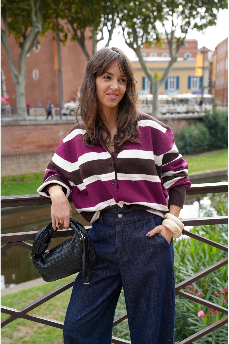 Pull Rayure Bordeau DONATELLA