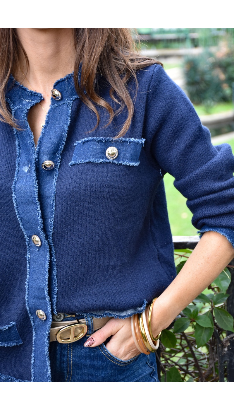 Gilet Denim Marine CLELIA Gilet Denim Marine CLELIA