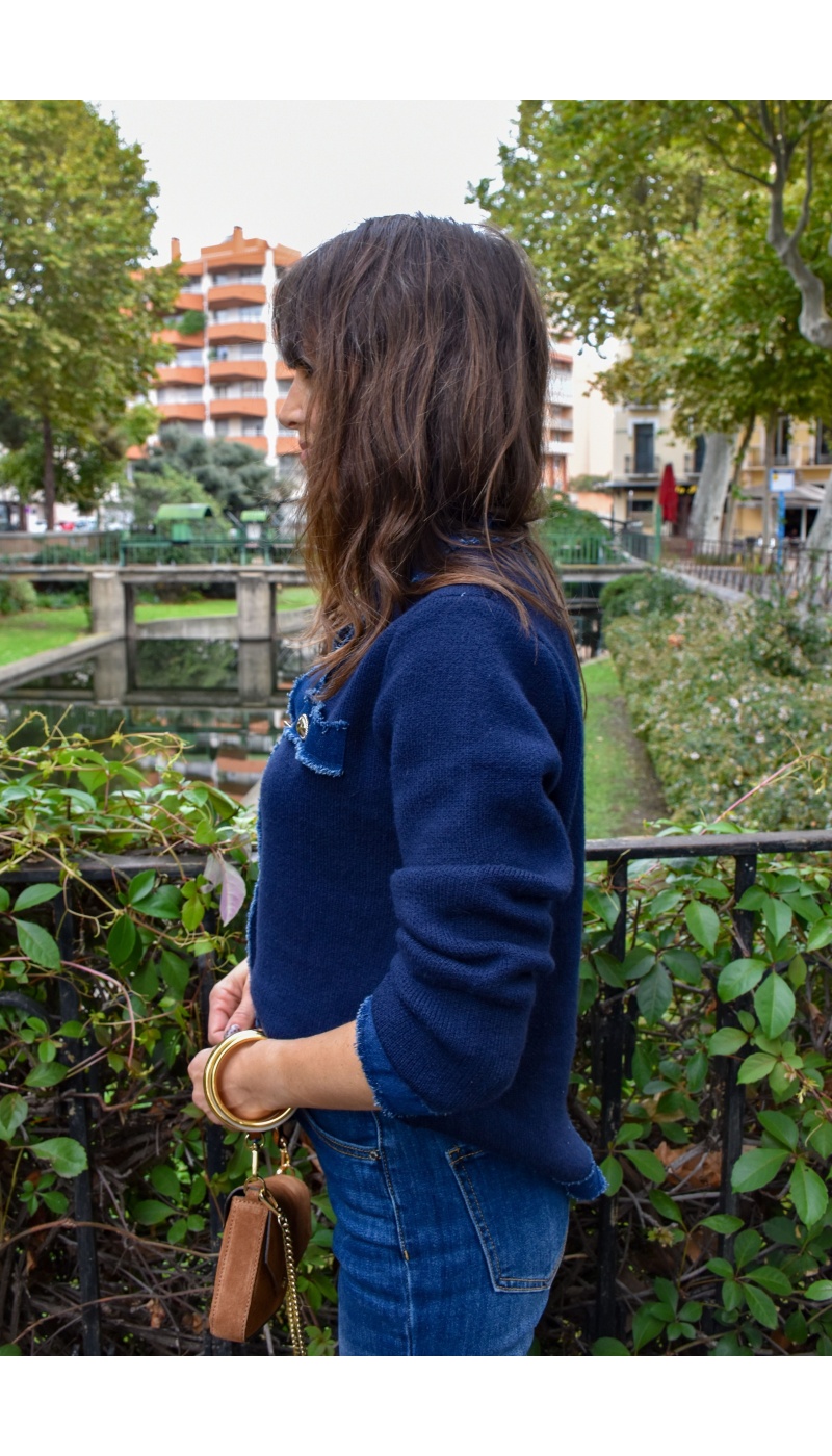 Gilet Denim Marine CLELIA Gilet Denim Marine CLELIA