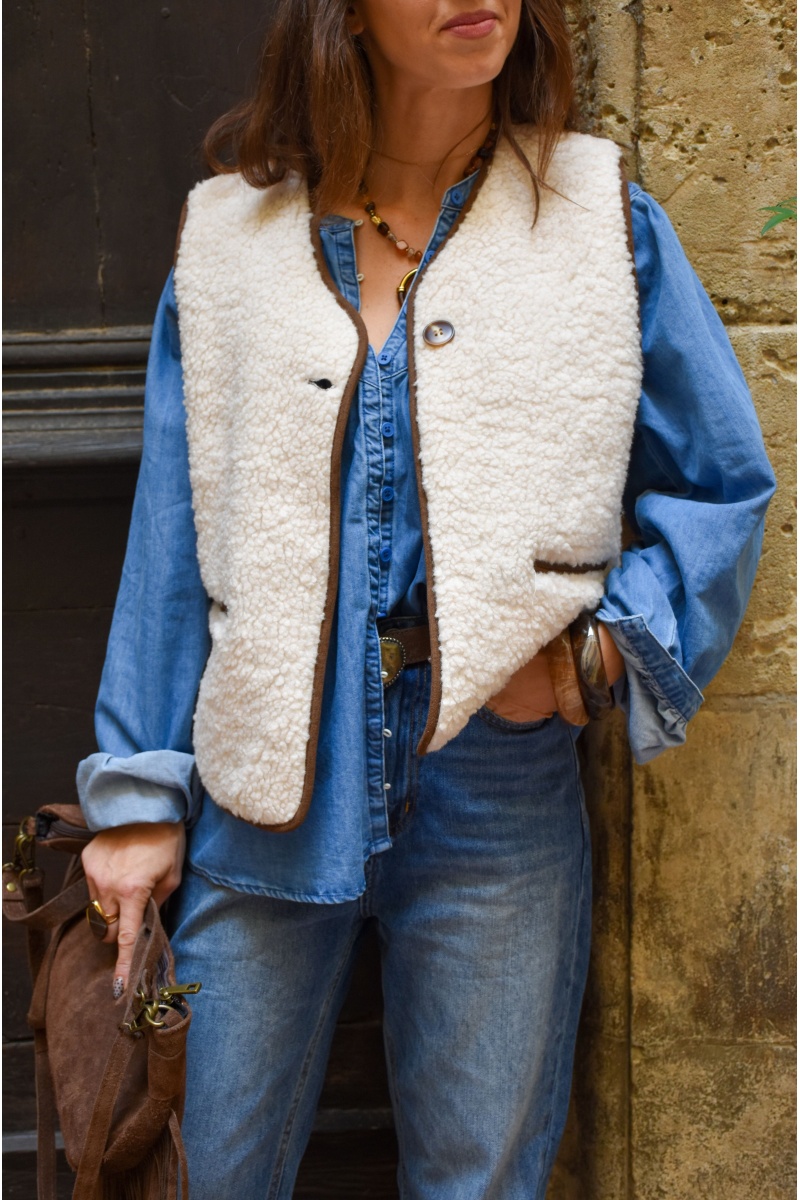 Gilet Bouclette Réversible CAMILLA