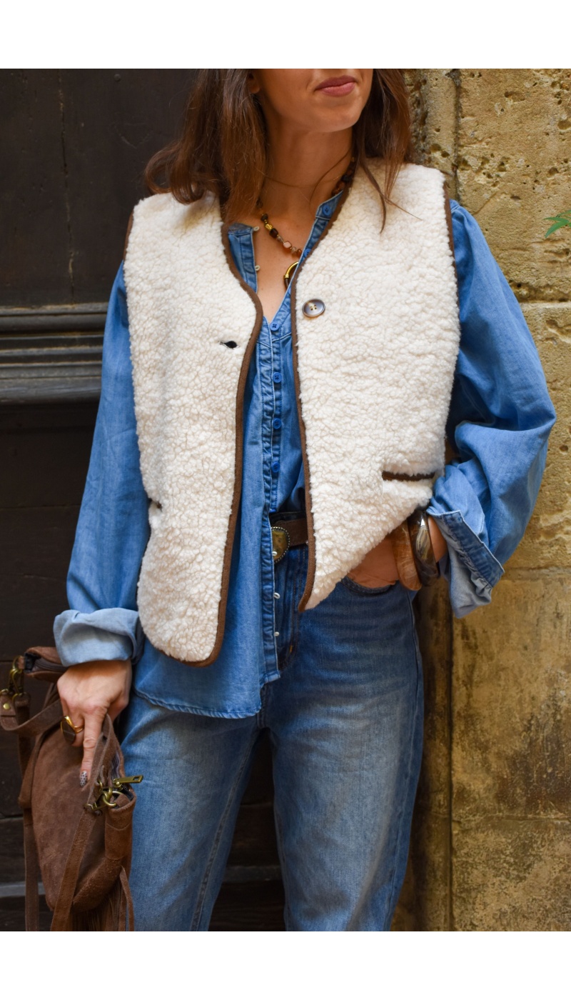 Gilet Bouclette Réversible CAMILLA Gilet Bouclette Réversible CAMILLA