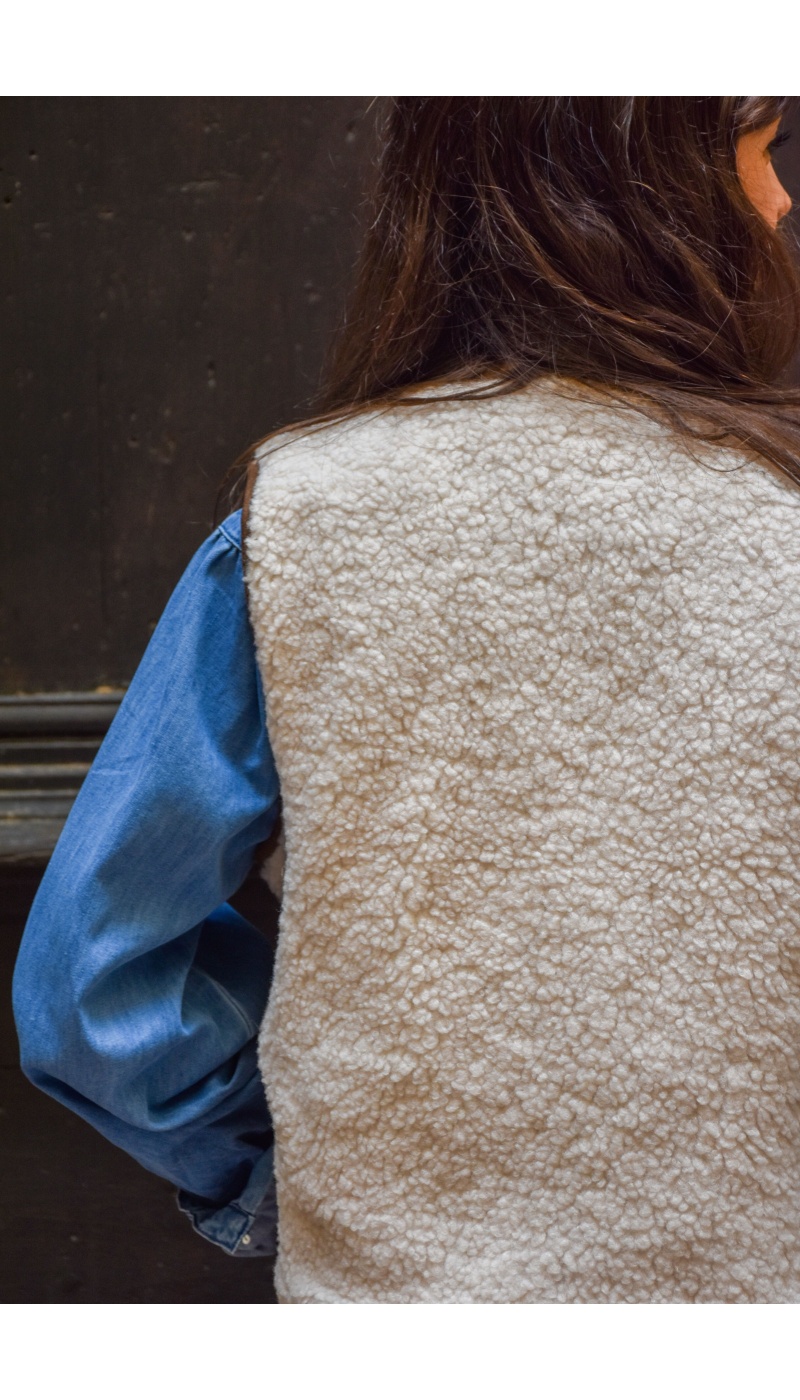 joelly ECRU MARRON GILET FEMME