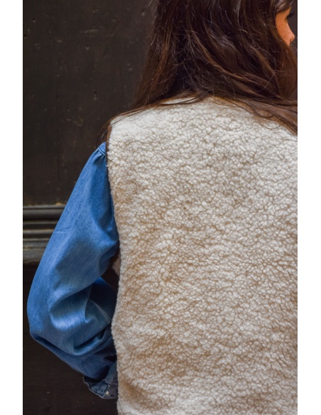 joelly ECRU MARRON GILET FEMME