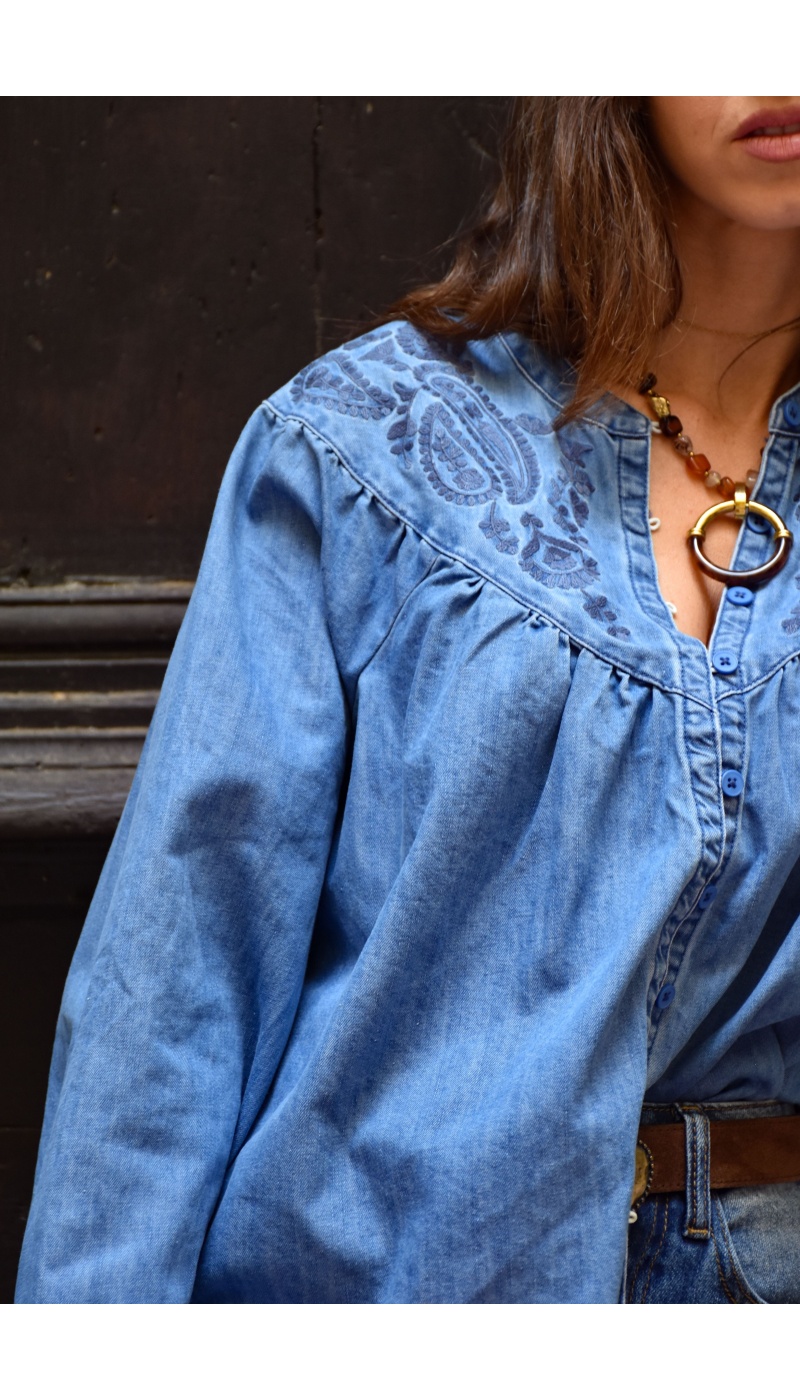 Chemisier Brodé Denim FLORIA