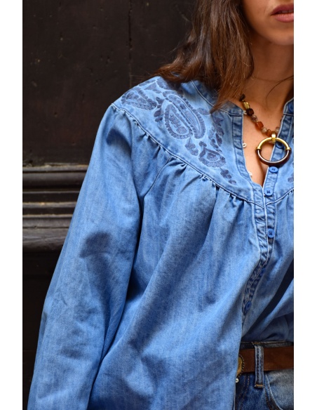 Chemisier Brodé Denim FLORIA