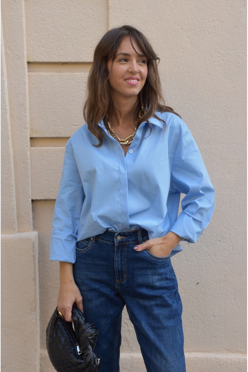 Chemisier Uni Ciel MATHILDE