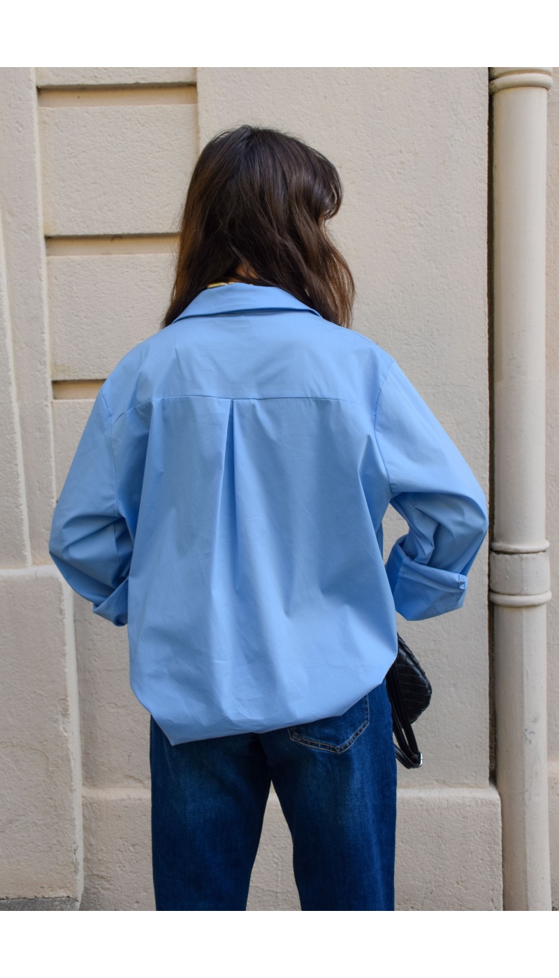 Chemisier Uni Ciel MATHILDE Chemisier Uni Ciel MATHILDE