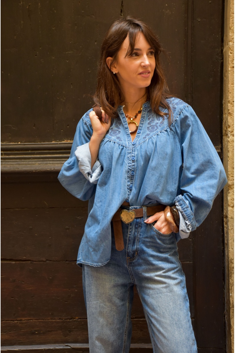 Chemisier Brodé Denim FLORIA