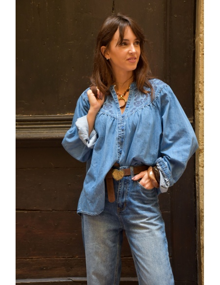Chemisier Brodé Denim FLORIA