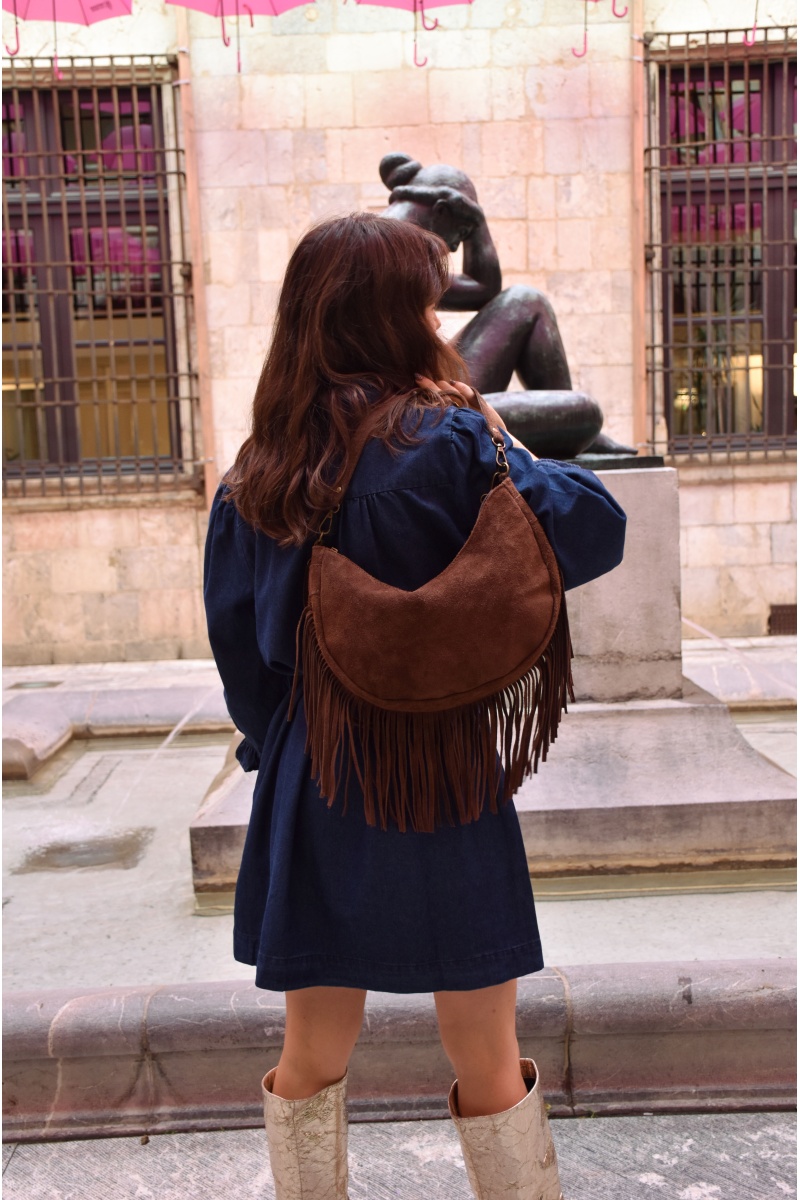 FLORA AND GEAN IMPORT FRANGE MARRON POCHETTE