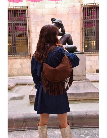 FLORA AND GEAN IMPORT FRANGE MARRON POCHETTE