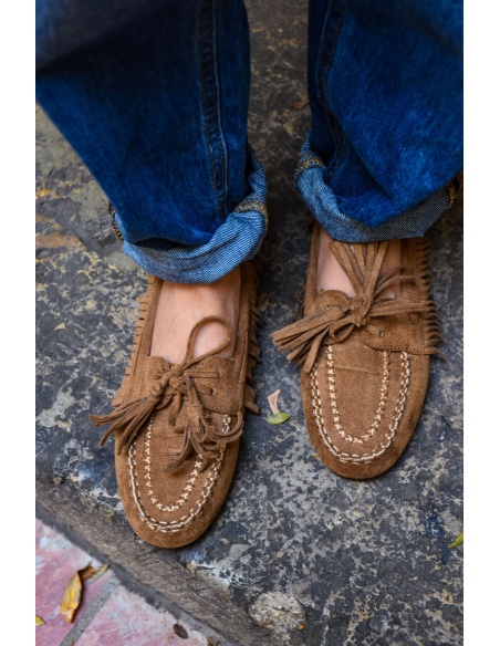 jolina moon shoes FRANGE CAMEL CHAUSSURE FEMME