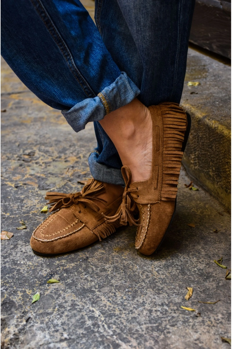 jolina moon shoes FRANGE CAMEL CHAUSSURE FEMME 2