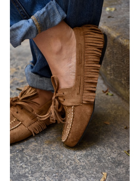 jolina moon shoes FRANGE CAMEL CHAUSSURE FEMME