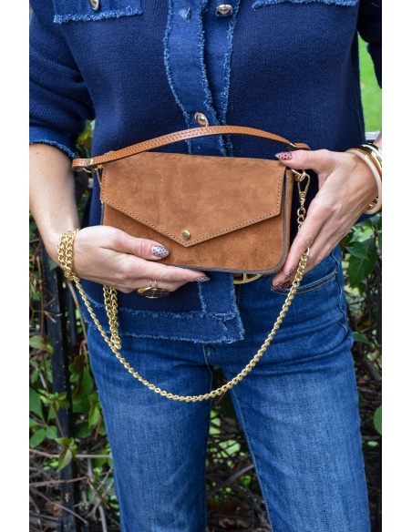 Pochette Daim Cognac LIV