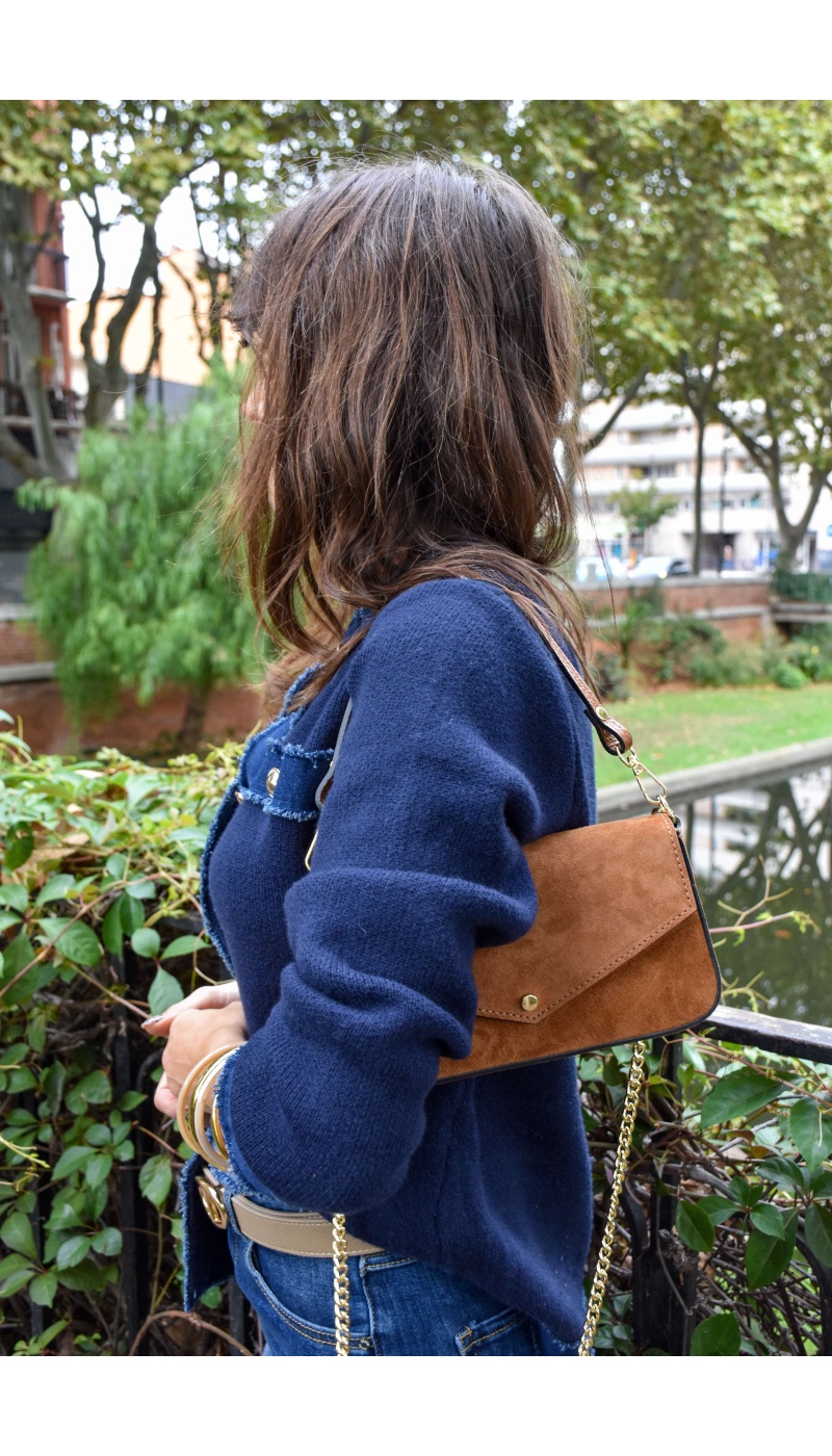 Pochette Daim Cognac LIV