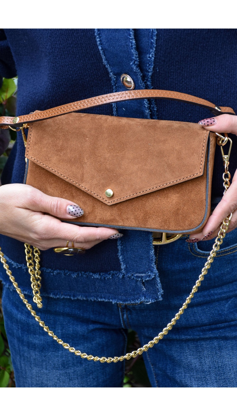 Pochette Daim Cognac LIV