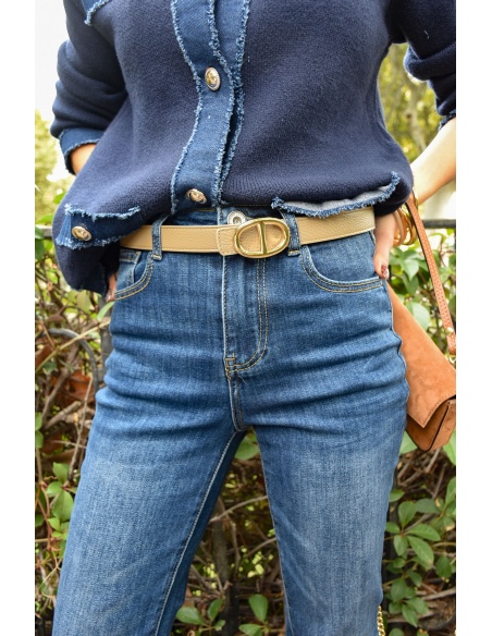 Ceinture Cuir Beige TINA