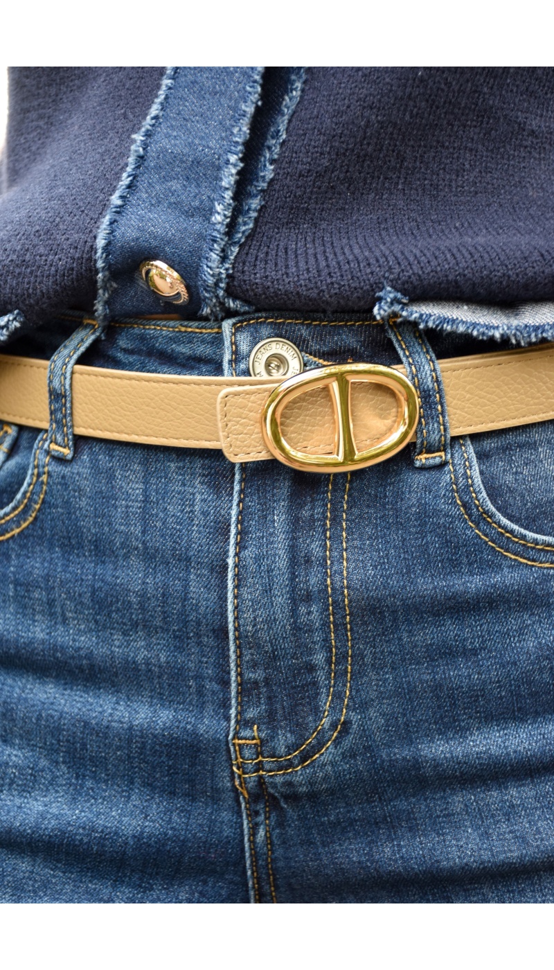 Ceinture Cuir Beige TINA