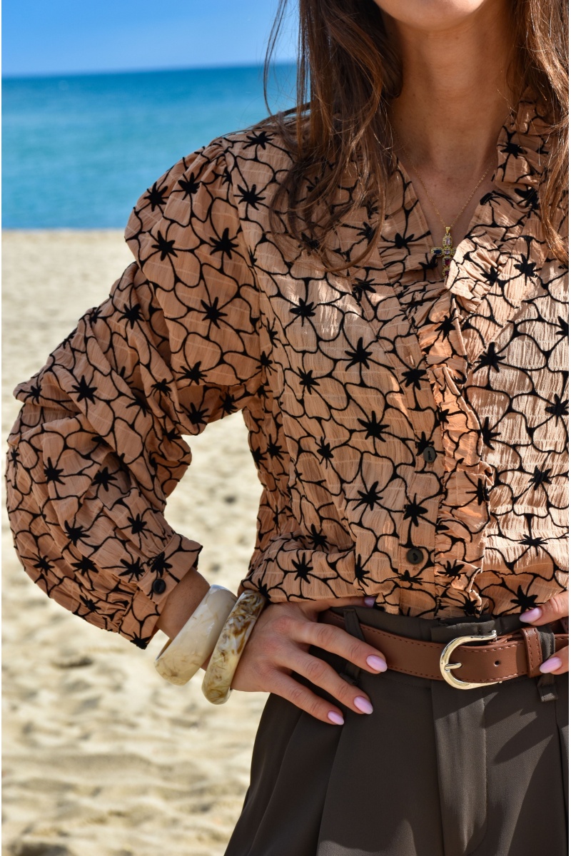 Chemisier Fleurs Camel LISA 2