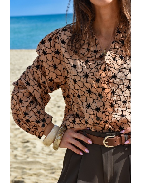 Chemisier Fleurs Camel LISA