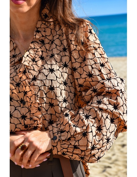 Chemisier Fleurs Camel LISA