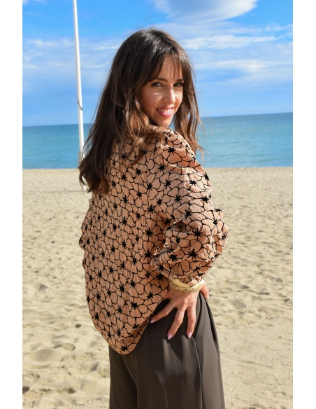 Chemisier Fleurs Camel LISA