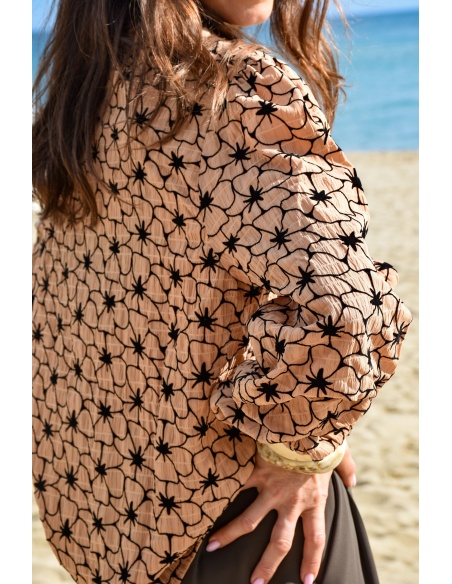 Chemisier Fleurs Camel LISA