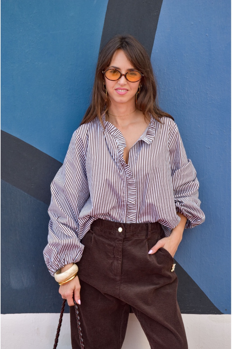 Chemisier Rayé Marron VANINA 2