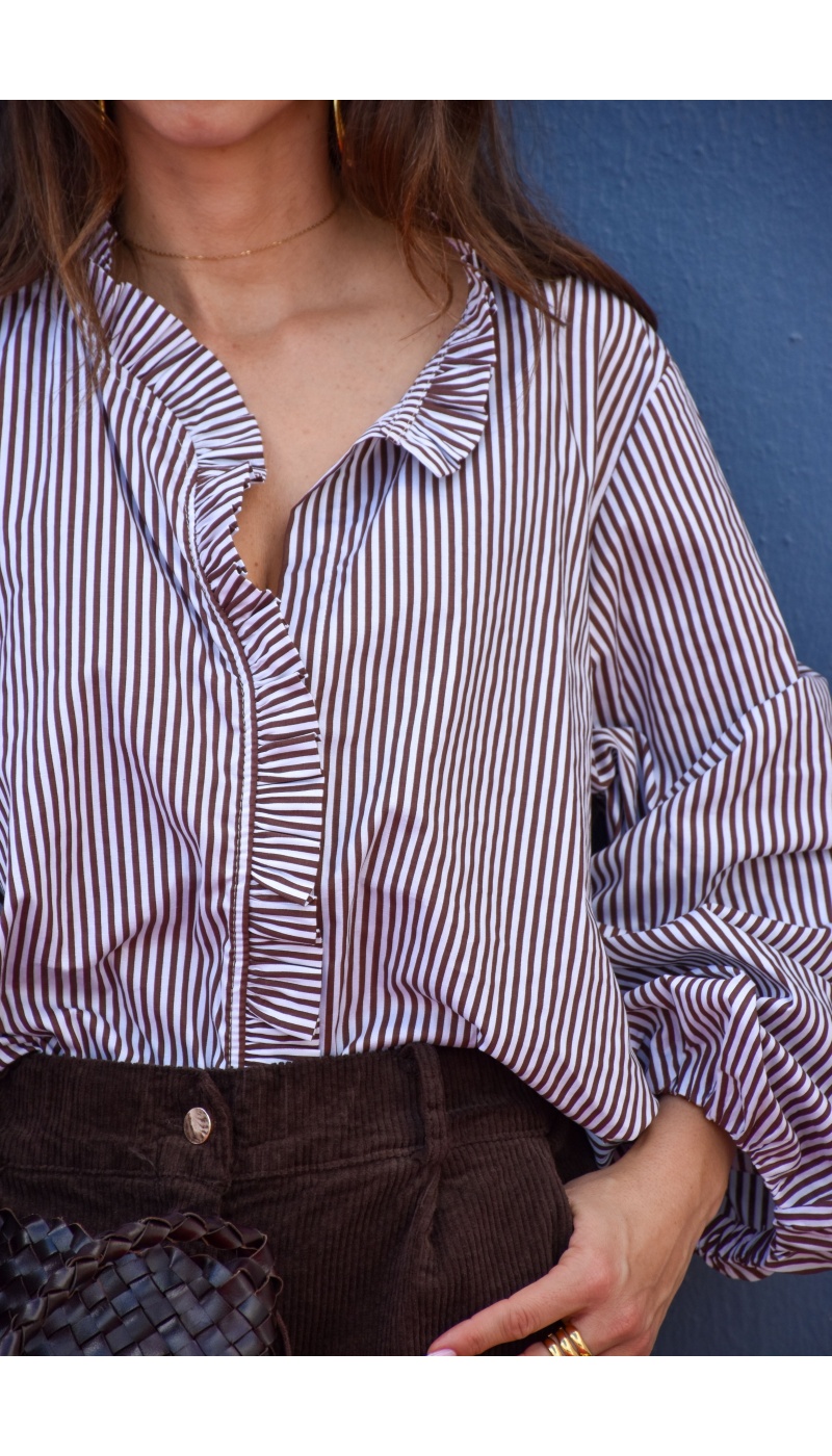 Chemisier Rayé Marron VANINA