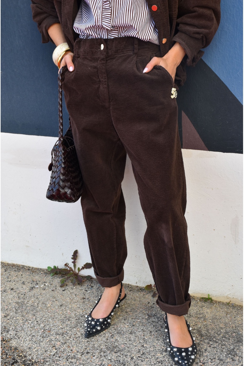 Pantalon Velours Marron ALIDA