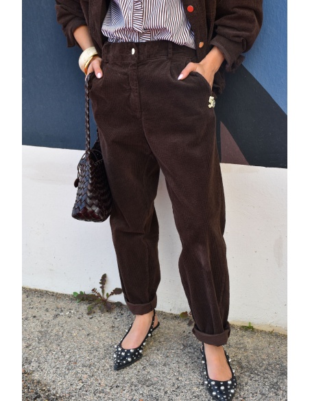 Pantalon Velours Marron ALIDA