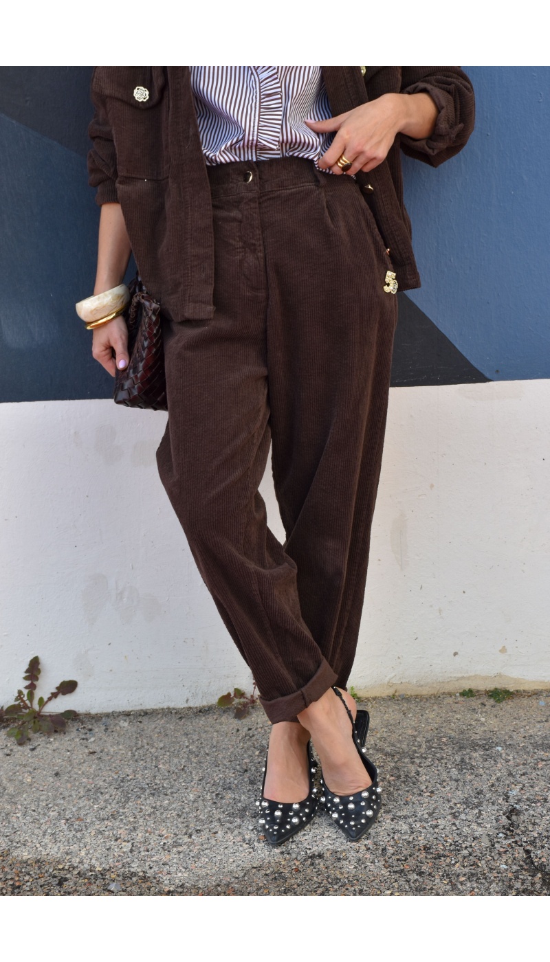 Pantalon Velours Marron ALIDA Pantalon Velours Marron ALIDA